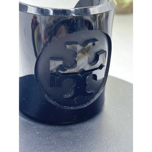 TORY BURCH Designer Acrylic Black Logo Luxury Bracelet Cuff‎ Monogram - Picture 7 of 13